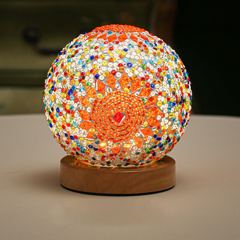 GlowNest - Sferische LED dimmbare Glas Bohemian Barock Tischlampe Mosaik Nachtlicht