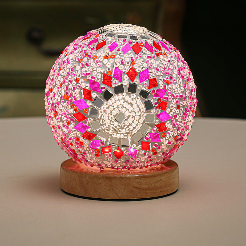 GlowNest - Sferische LED dimmbare Glas Bohemian Barock Tischlampe Mosaik Nachtlicht