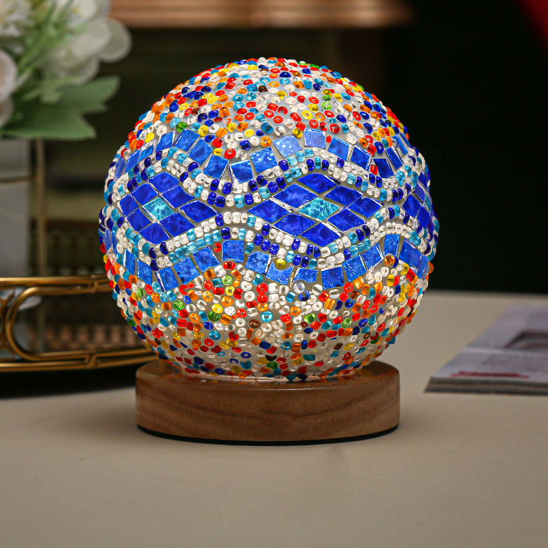 GlowNest - Sferische LED dimmbare Glas Bohemian Barock Tischlampe Mosaik Nachtlicht