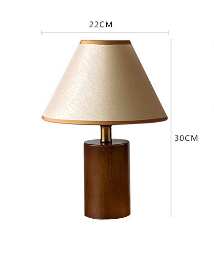 StilAura – Modische Tischlampe fürs Schlafzimmer mit Stoffschirm & Holzfuß