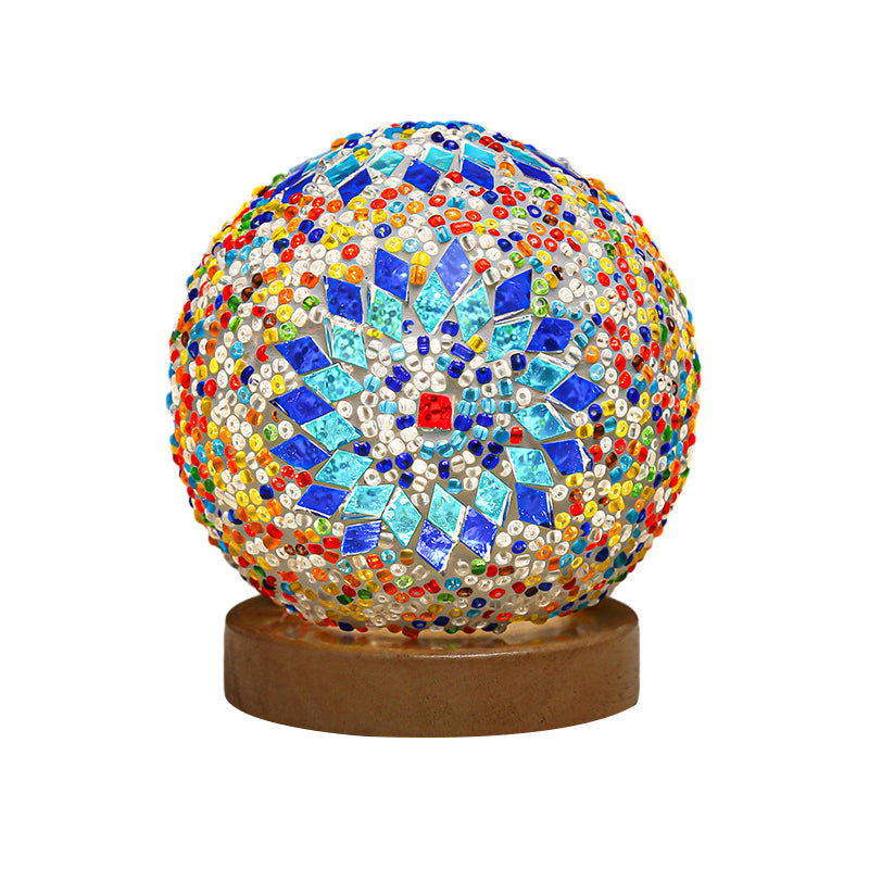 GlowNest - Sferische LED dimmbare Glas Bohemian Barock Tischlampe Mosaik Nachtlicht