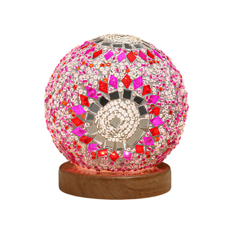 GlowNest - Sferische LED dimmbare Glas Bohemian Barock Tischlampe Mosaik Nachtlicht