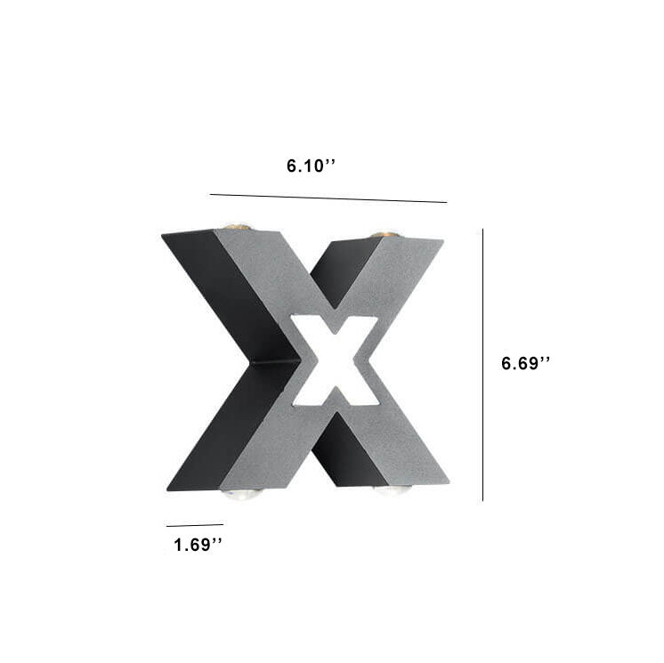 Modern waterproof X-shaped LED wall light with 4 lights for outdoor use