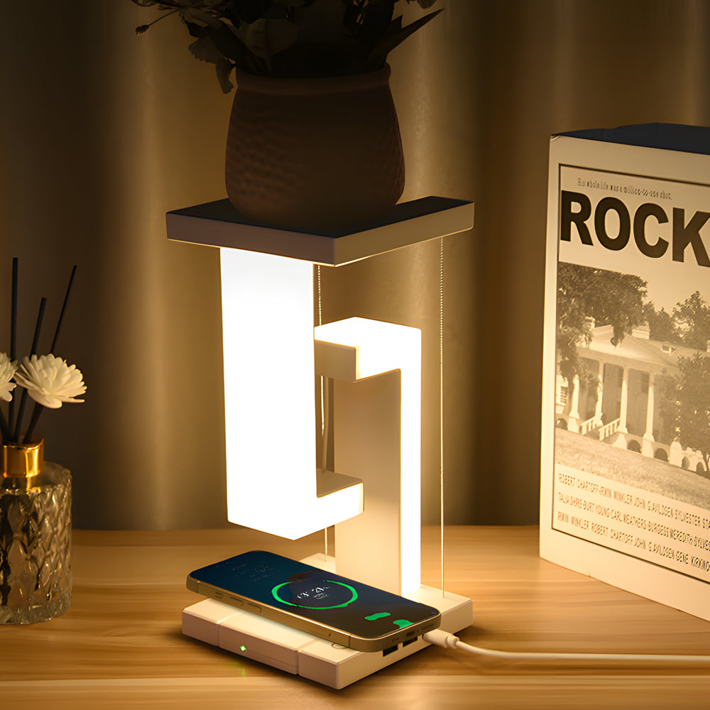GlowGenie – schwebende Anti-Schwerkraft-Tischlampe mit kabelloser Aufladung und LED-Beleuchtung