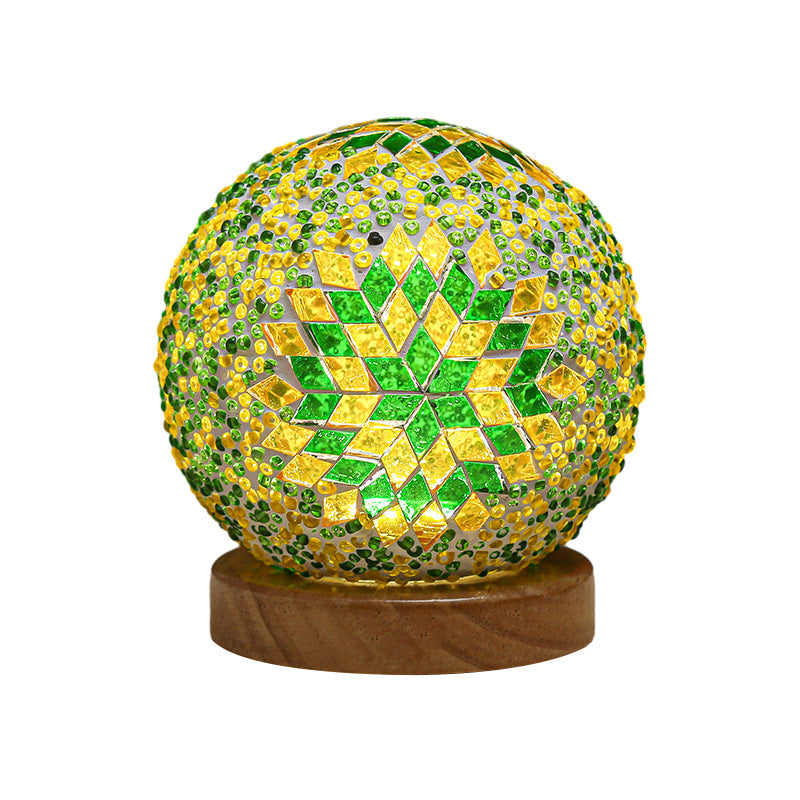 GlowNest - Sferische LED dimmbare Glas Bohemian Barock Tischlampe Mosaik Nachtlicht