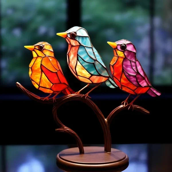 LuxeHome - AvianElegance Farbige Glasvogelakzente für ein schickes Innendesign