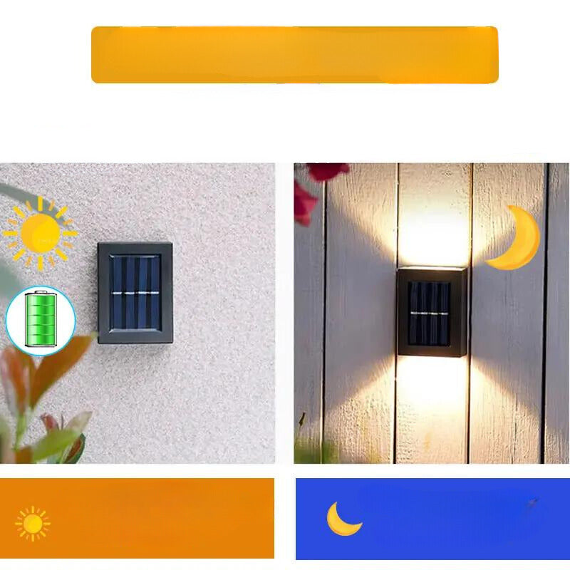 Solar-powered outdoor terrace wall light