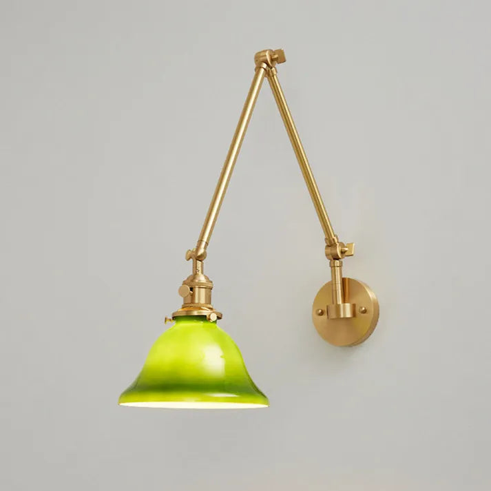 Retro wall lamp made of glass with a swivel arm