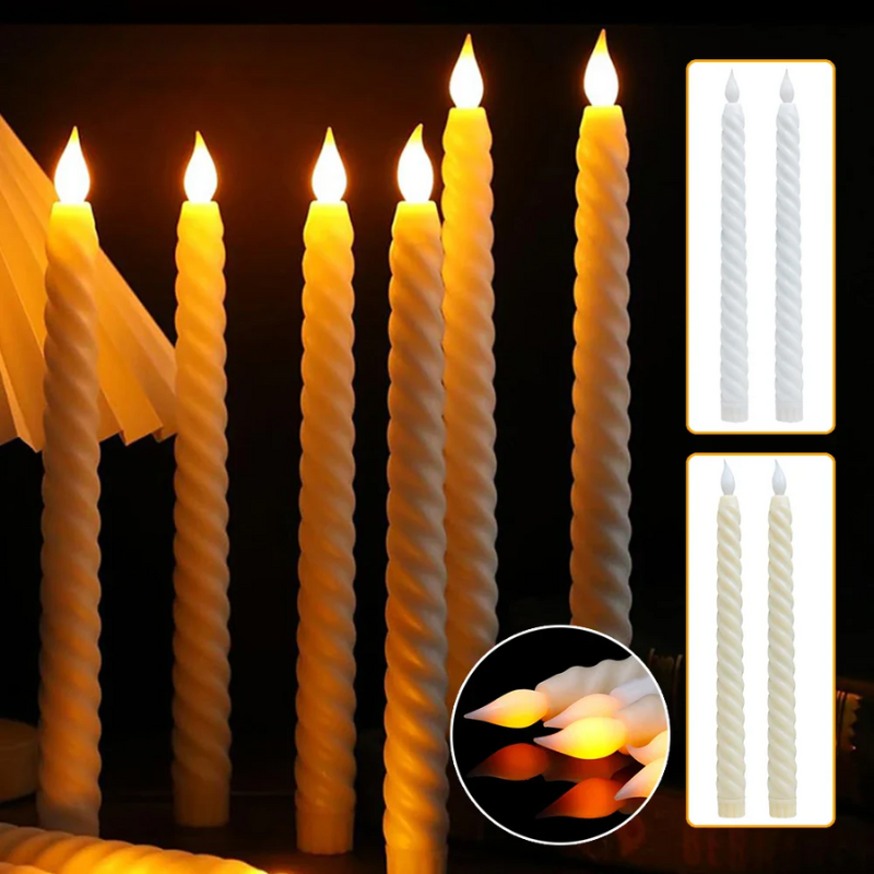 3D Candle Holder - Long LED Candles with 3D Wick for Christmas