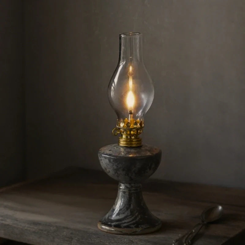 Öllaterne aus Keramik und Glas mit Einstellbarer Flammensteuerung – Vintage Design für Gemütliche Abende