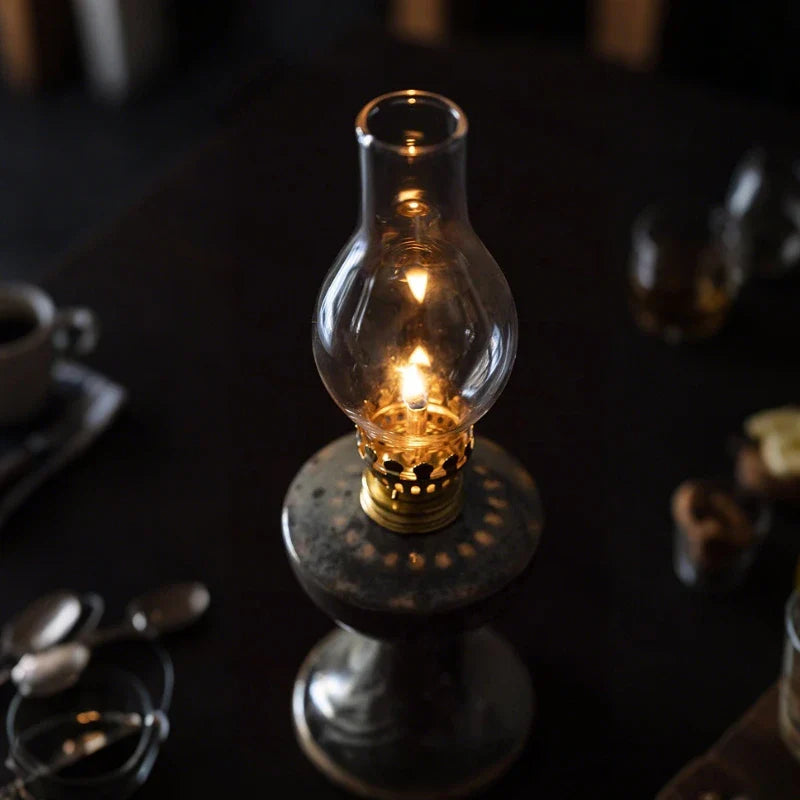 Öllaterne aus Keramik und Glas mit Einstellbarer Flammensteuerung – Vintage Design für Gemütliche Abende
