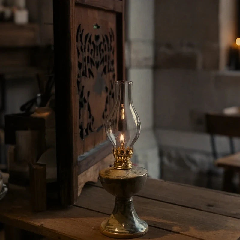 Öllaterne aus Keramik und Glas mit Einstellbarer Flammensteuerung – Vintage Design für Gemütliche Abende