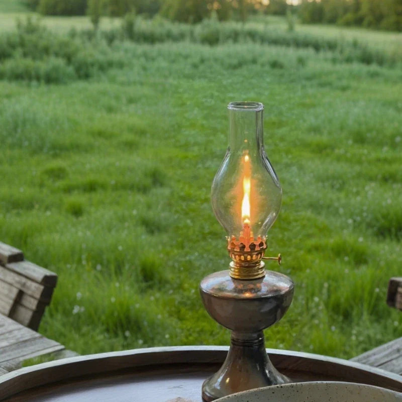 Öllaterne aus Keramik und Glas mit Einstellbarer Flammensteuerung – Vintage Design für Gemütliche Abende