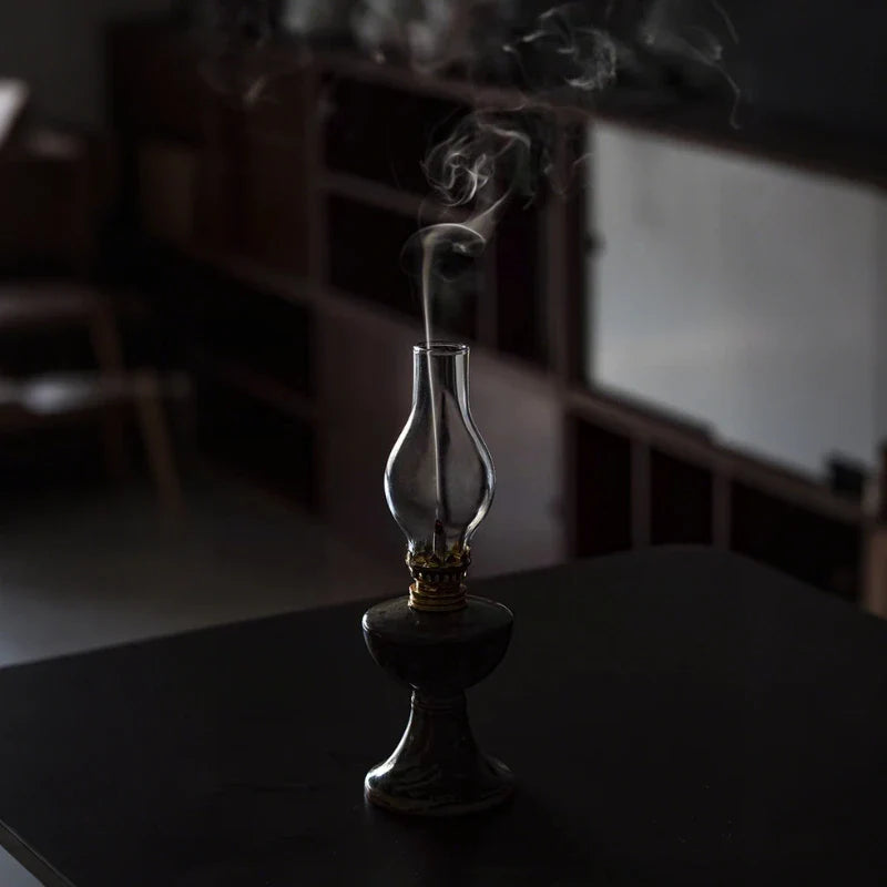 Öllaterne aus Keramik und Glas mit Einstellbarer Flammensteuerung – Vintage Design für Gemütliche Abende