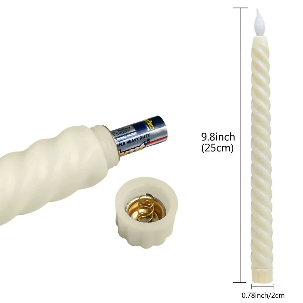 3D Candle Holder - Long LED Candles with 3D Wick for Christmas