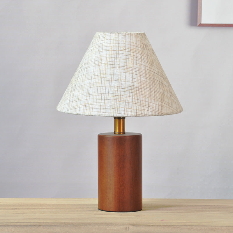 StilAura – Modische Tischlampe fürs Schlafzimmer mit Stoffschirm & Holzfuß