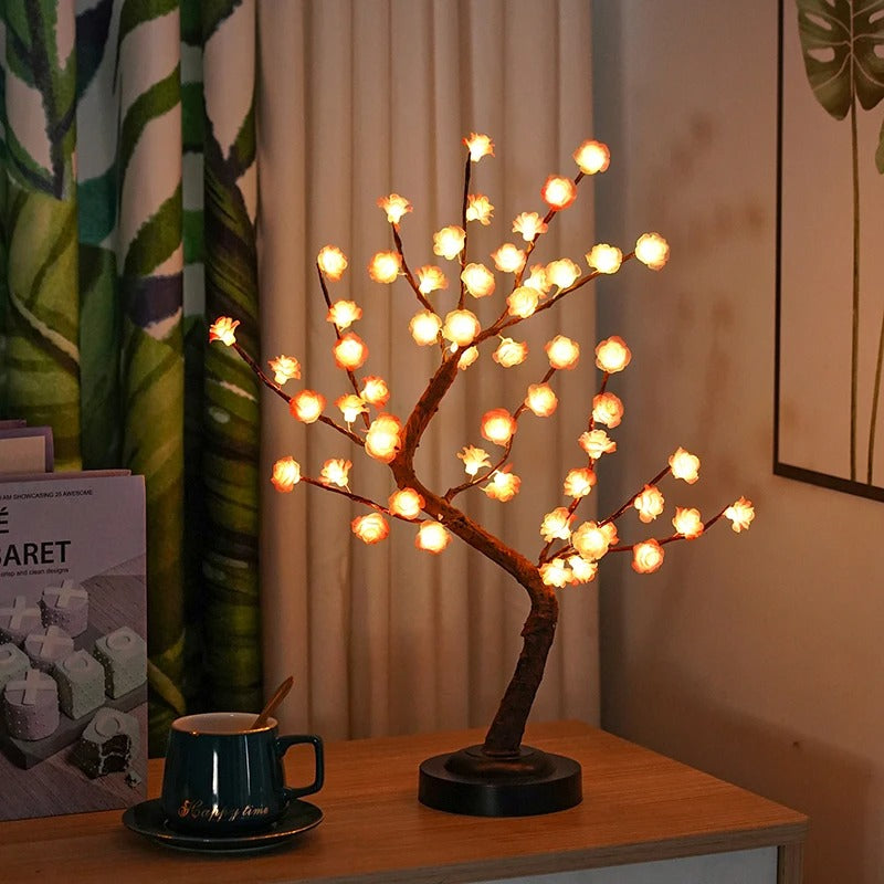 LED Boom Lamp - Pink Flower Bonsai Table Lamp
