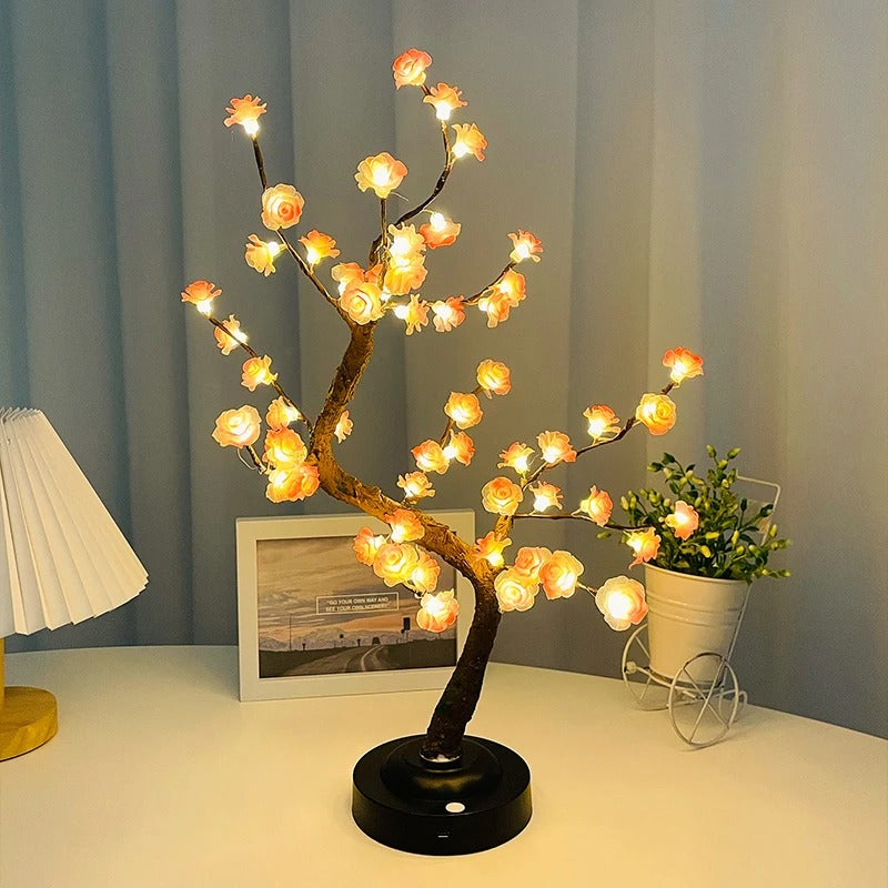LED Boom Lamp - Pink Flower Bonsai Table Lamp