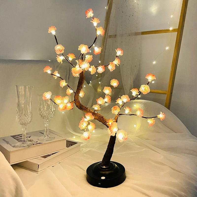 LED Boom Lamp - Pink Flower Bonsai Table Lamp
