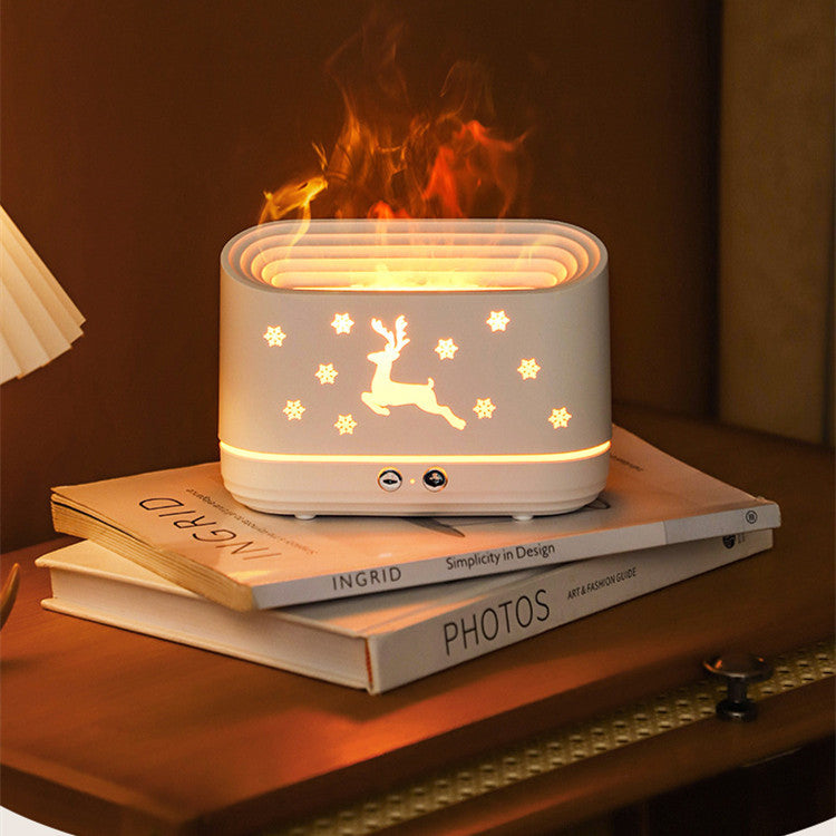 Elch Flamme Luftbefeuchter – Weihnachtsdeko mit Diffusor und Atmosphäre-Licht