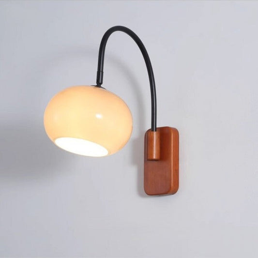 Orbite - Wandlampe aus Khaki-Glas mit Holz-Akzent