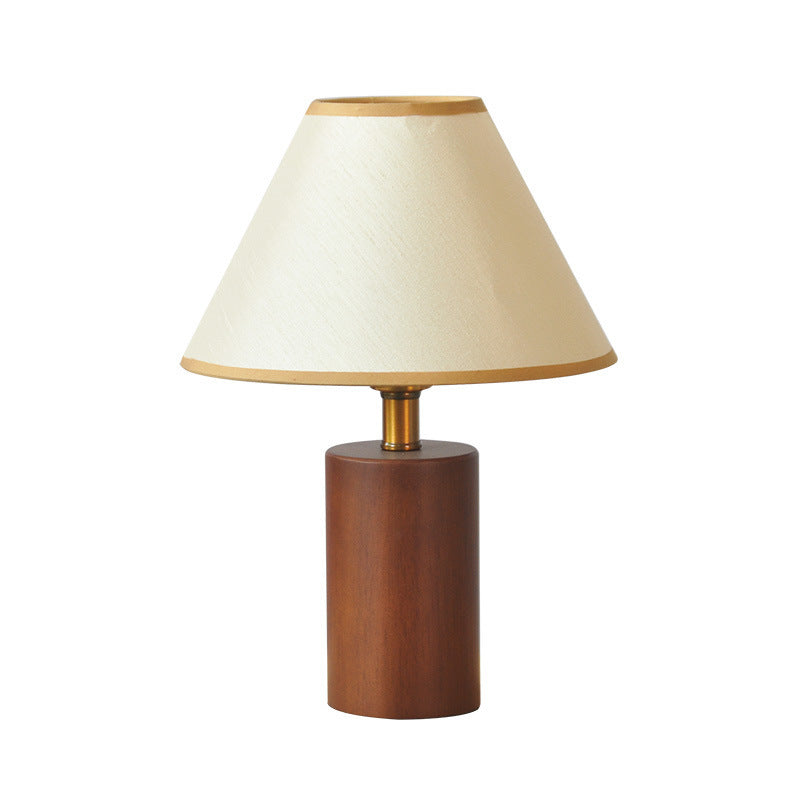 StilAura – Modische Tischlampe fürs Schlafzimmer mit Stoffschirm & Holzfuß