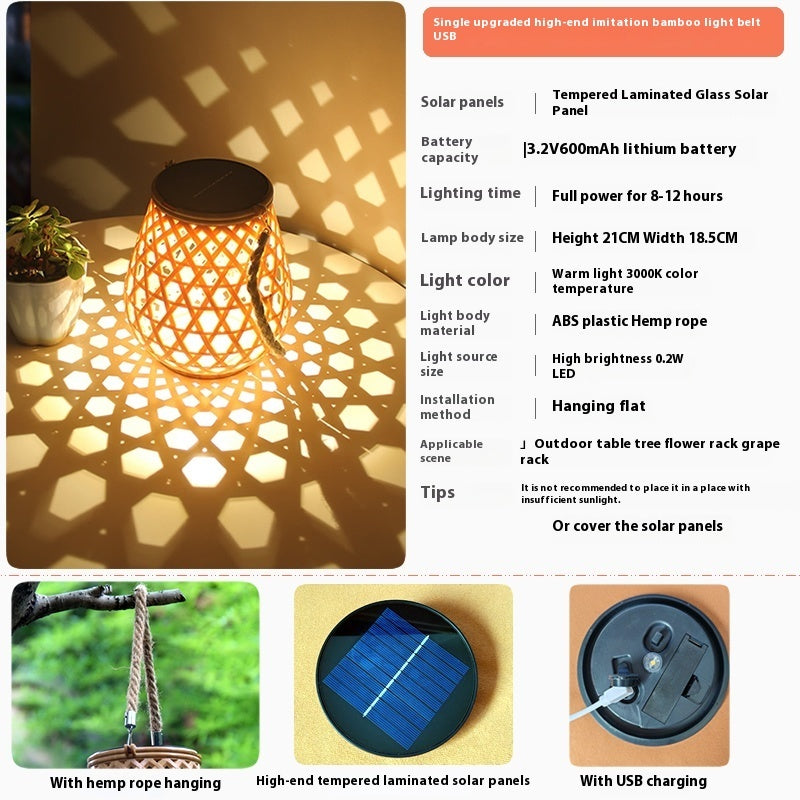 SolarLume® – Solarbetriebene Outdoor Laterne im Bambus-Look