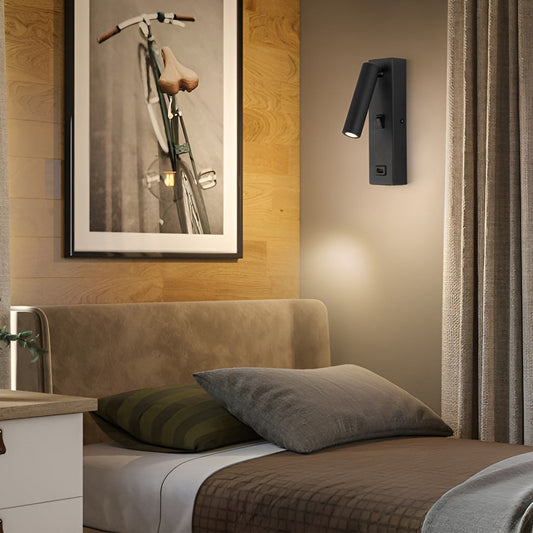 ArtiLicht - Rechteckige Einstellbare LED Moderne Wandlampe mit Schalter und USB Ladeanschluss