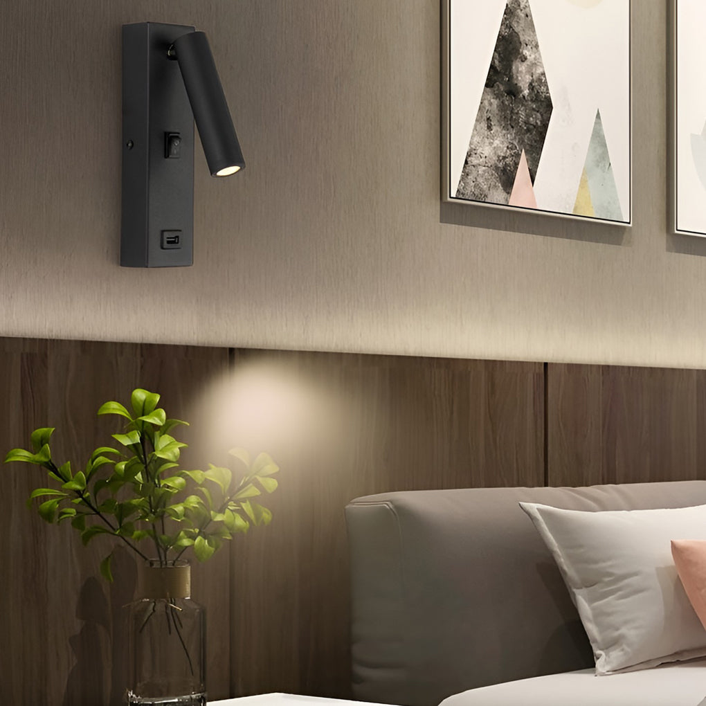 ArtiLicht - Rechteckige Einstellbare LED Moderne Wandlampe mit Schalter und USB Ladeanschluss