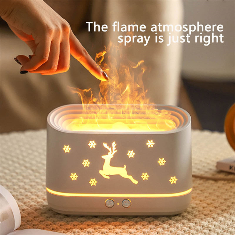 Elch Flamme Luftbefeuchter – Weihnachtsdeko mit Diffusor und Atmosphäre-Licht