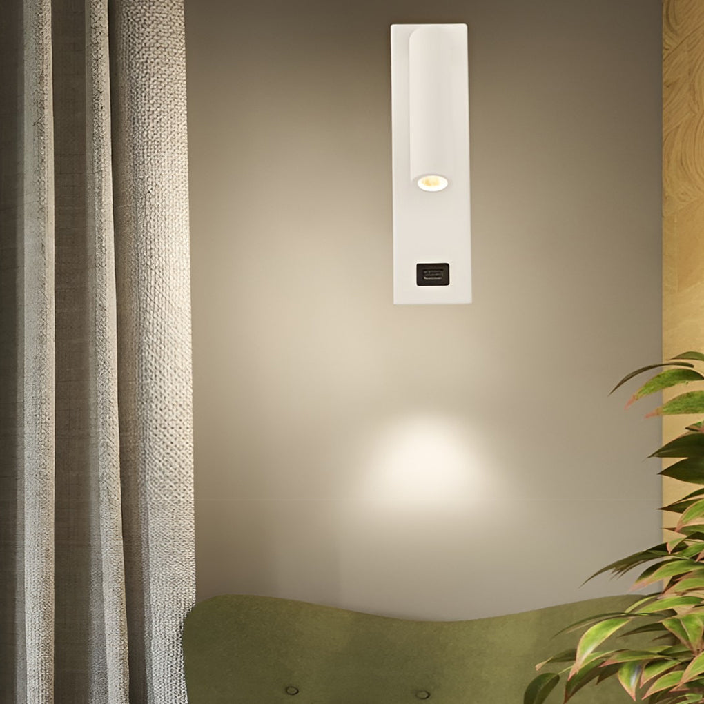 ArtiLicht - Rechteckige Einstellbare LED Moderne Wandlampe mit Schalter und USB Ladeanschluss