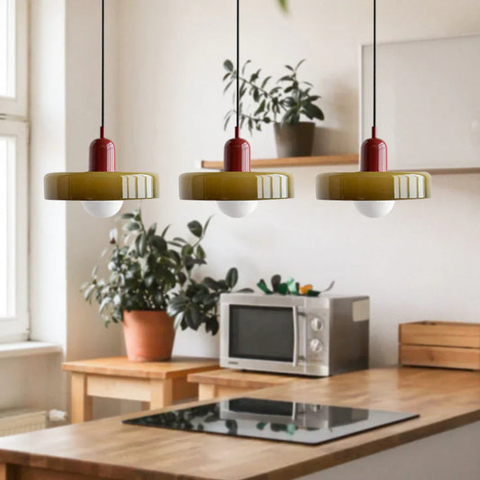 Bauva - Bauhaus pendant lamp made of colored glass – elegant design for every room