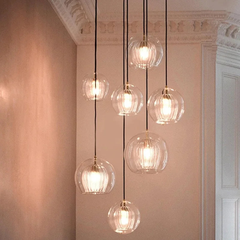 Crystora - Elegant pendant lamp made of glass with crystal details