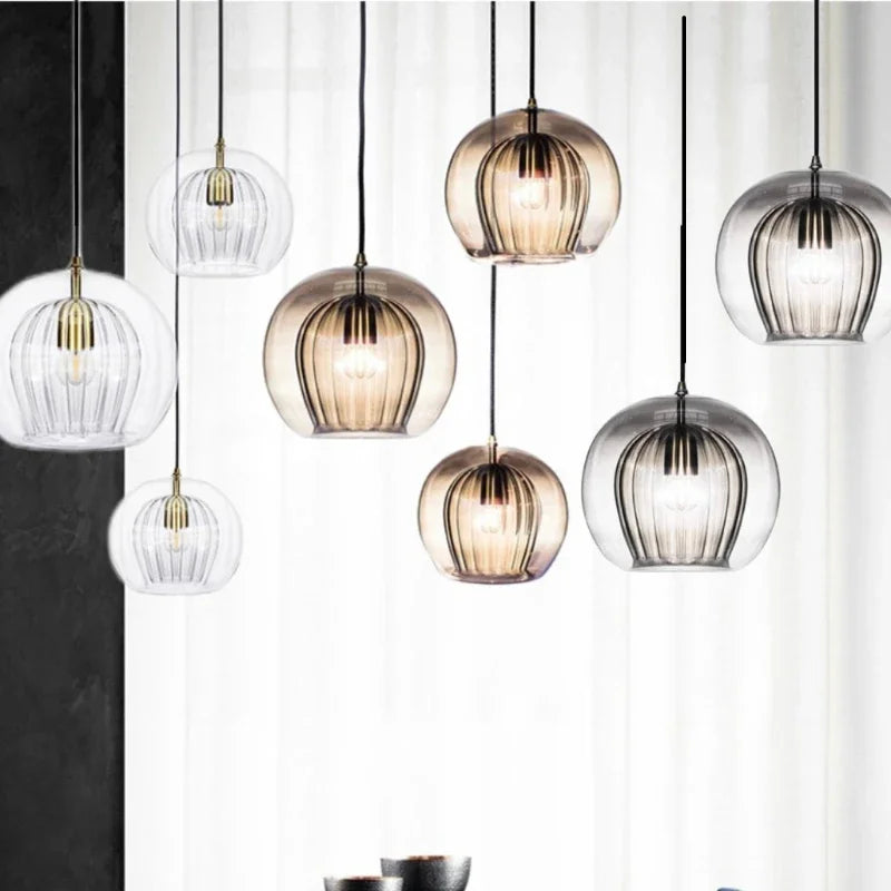 Crystora - Elegant pendant lamp made of glass with crystal details
