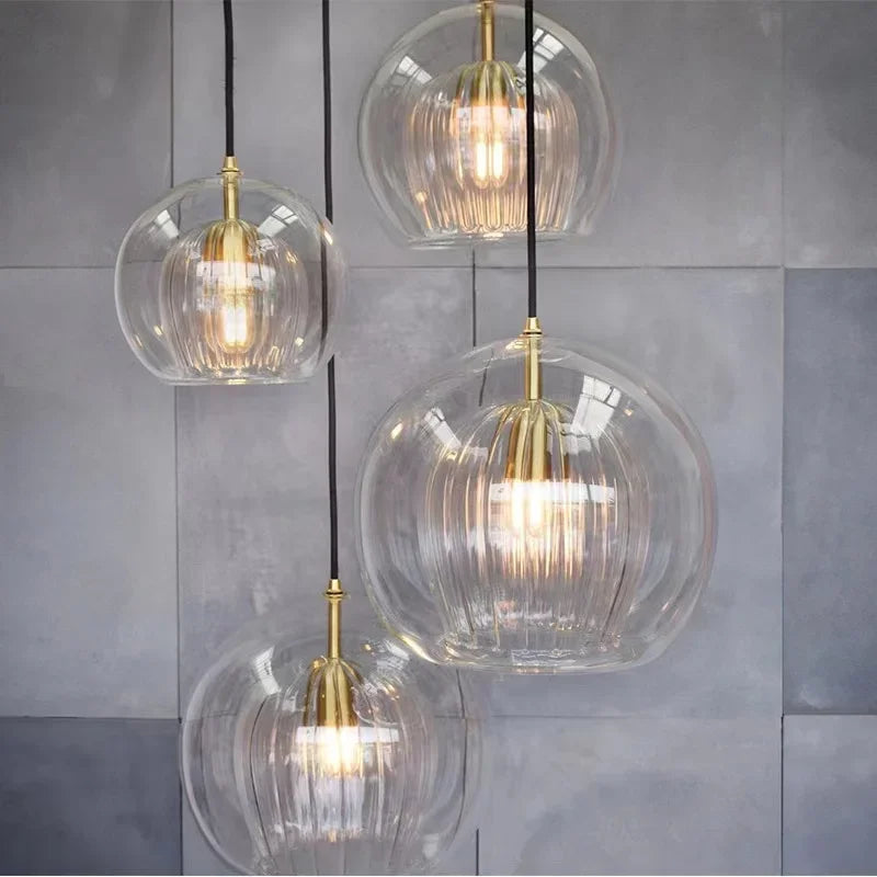 Crystora - Elegant pendant lamp made of glass with crystal details