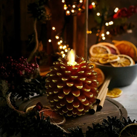 Flammenlose Tannenzapfenkerzen mit Fernbedienung und Timer – Realistischer LED-Flammeneffekt für Gemütlichkeit, 16 x 11 cm