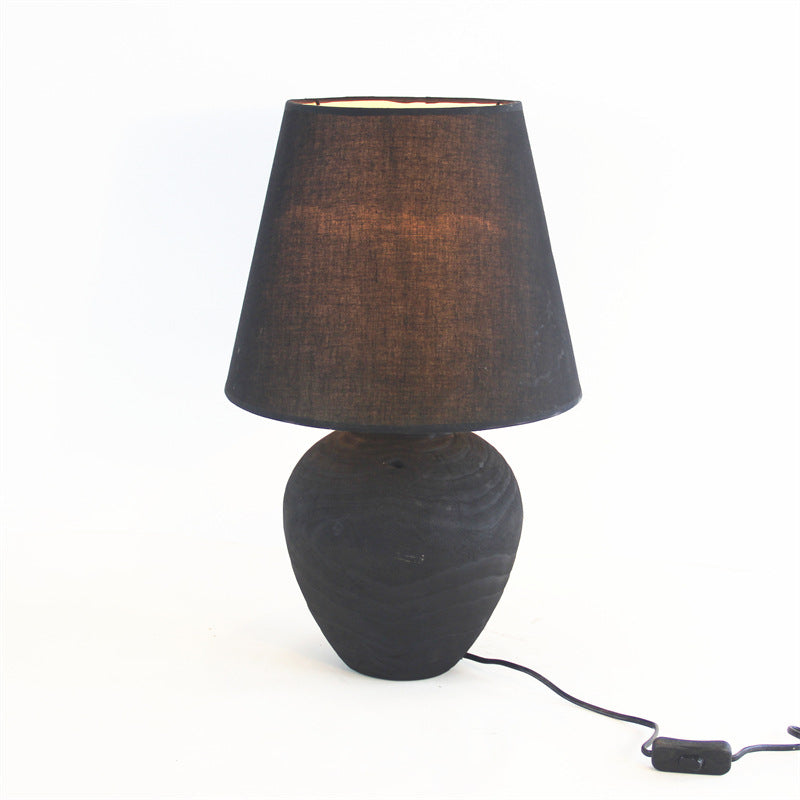 Luminora - Handmade Wood Table Lamp in Black – Elegant Table Light for Stylish Room Decoration