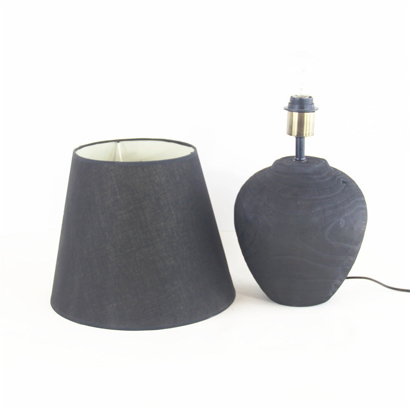 Luminora - Handmade Wood Table Lamp in Black – Elegant Table Light for Stylish Room Decoration