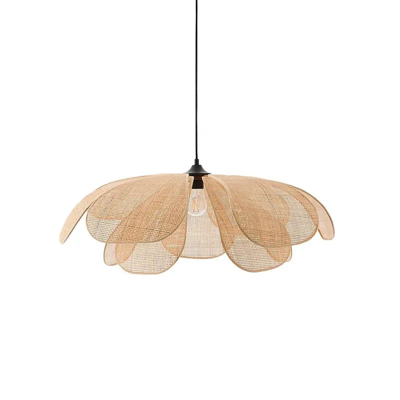 Zenbana - Japanese Wabi-Sabi pendant lamp made of rattan in flower petal style