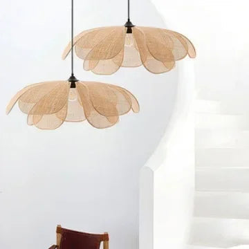 Zenbana - Japanese Wabi-Sabi pendant lamp made of rattan in flower petal style