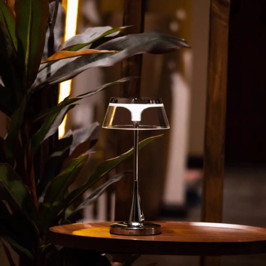 Moderne Kabellose Tischlampe mit Dimmfunktion – Acryl und Metall, 8 Stunden Akkulaufzeit, Touch-Bedienung