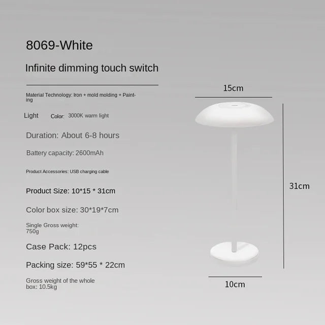 GlowDock - Modern Touch Table Lamp with Dimming Function and USB Charging Port