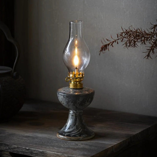 Öllaterne aus Keramik und Glas mit Einstellbarer Flammensteuerung – Vintage Design für Gemütliche Abende