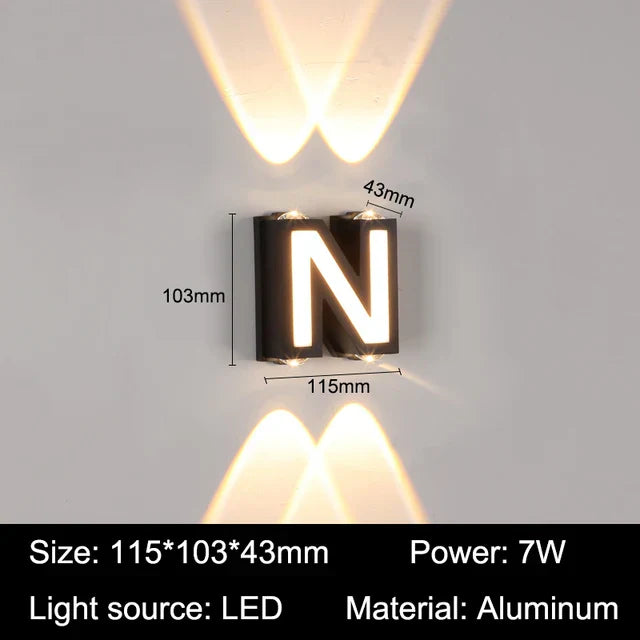 LetterGlow - Bezaubernde Außenbuchstaben-Wandlampe für einzigartige Dekoration