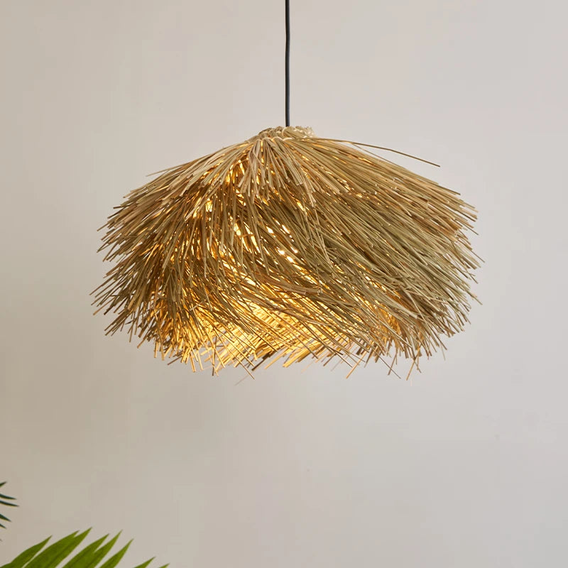 GrasGlow - Handmade pendant lamp made of grass for dining room