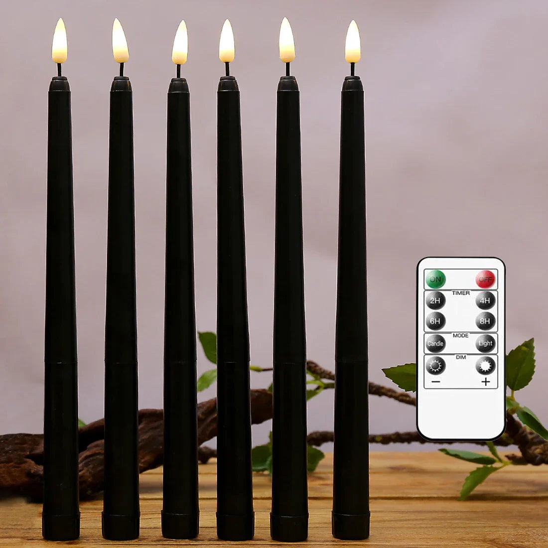 Nachtfall - Schwarze LED-Kerzen mit Fernbedienung für Halloween