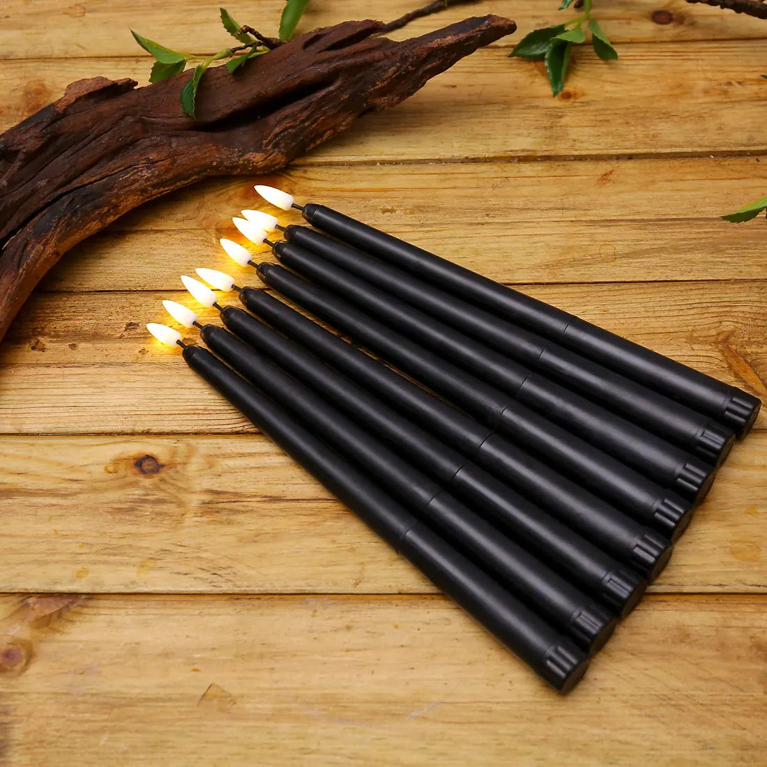 Nachtfall - Schwarze LED-Kerzen mit Fernbedienung für Halloween