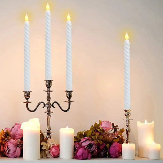 3D Candle Holder - Long LED Candles with 3D Wick for Christmas