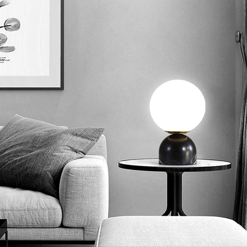 Marblo - Scandinavian table lamp made of marble and glass