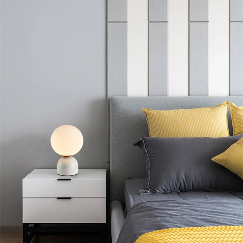 Marblo - Scandinavian table lamp made of marble and glass